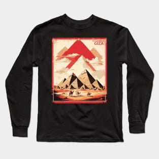 Pyramids of Giza Egypt Vintage Poster Tourism 2 Long Sleeve T-Shirt